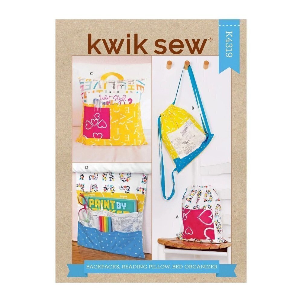 Kwik Sew Sewing Pattern 4319 Backpacks Pillow Bed Organizer‎
